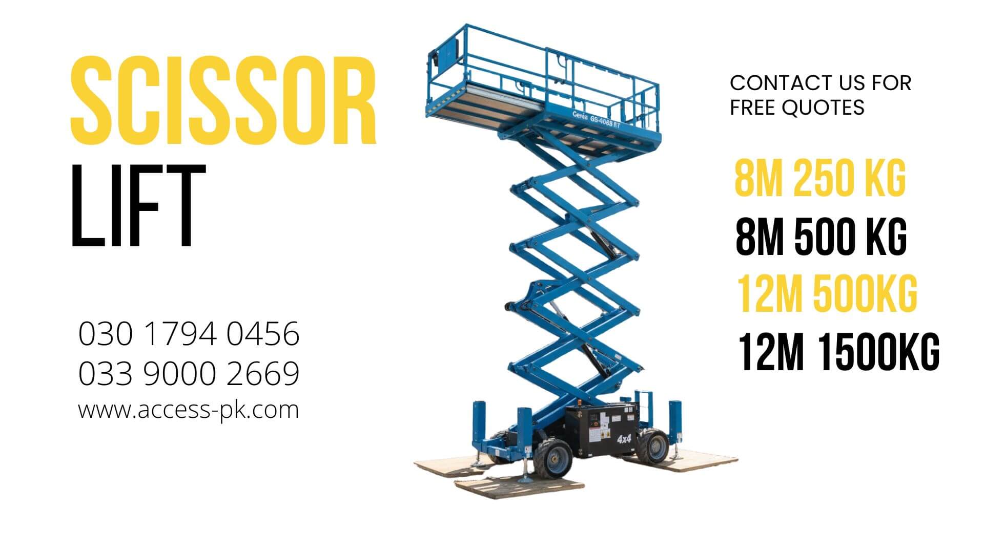 Mini Scissor Lift for 4 Persons 8m 500kg in Karachi Pakistan - Contact Us