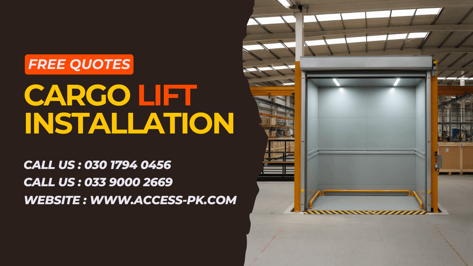 Cargo Lift Installation for Warehouses in Pakistan - contact us